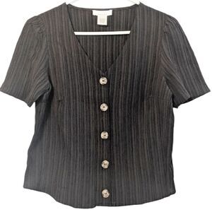 Urban Romantics Cropped Tortoise Shell Button Down